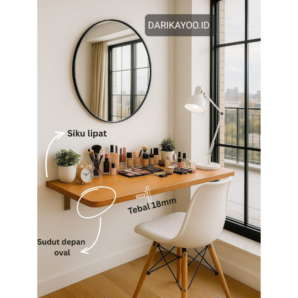 DIKAYO.ID - FOLDING TABLE 60CM X 40CM FOLDING TABLE AESTHETIC TABLE BROWN WOOD FIBER COLOR SIZE