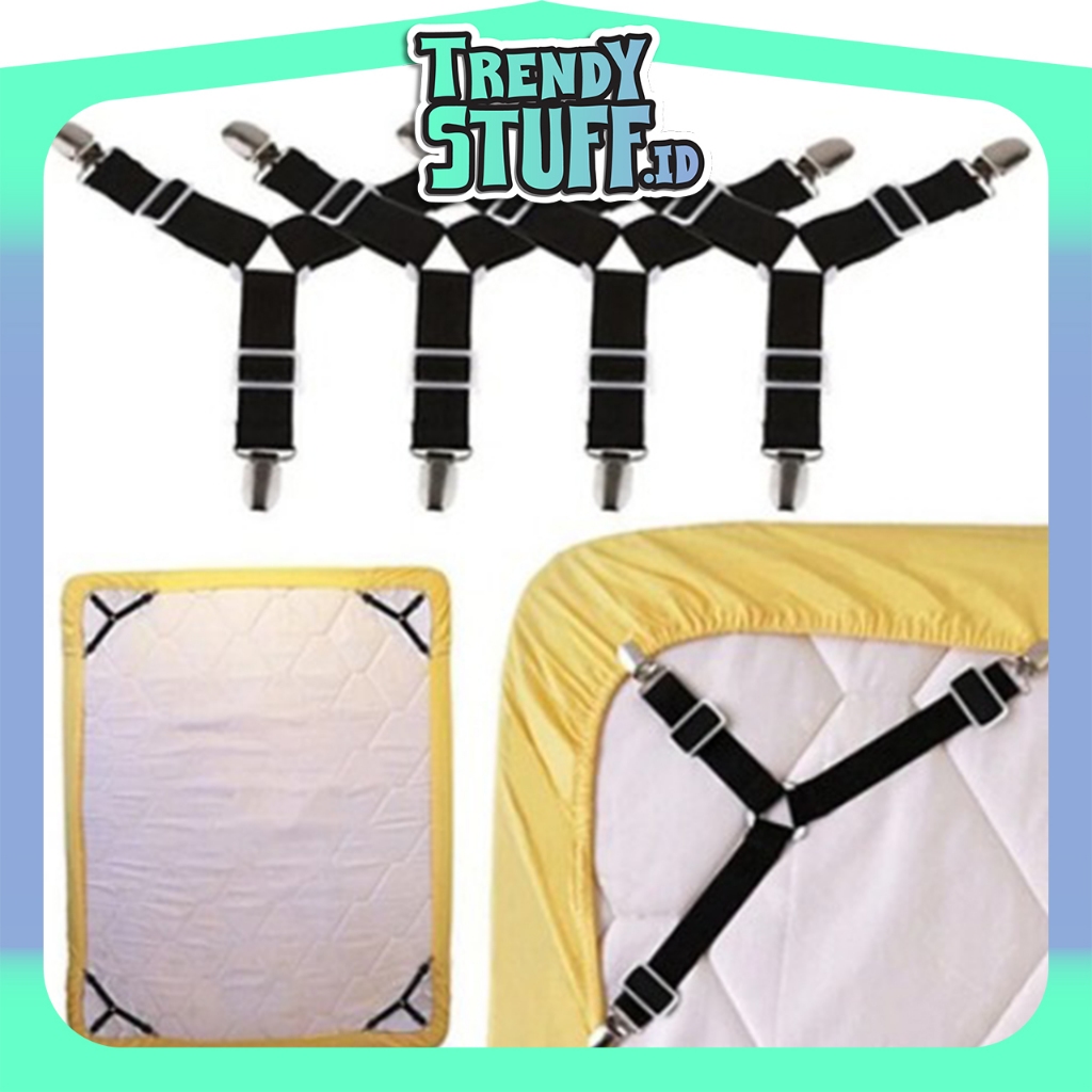 อินเทรนด์Stuff.id Iron Bed Sheet Grip Bed Sheet End Hook Bed Sheet Clip Set 4pcs R512