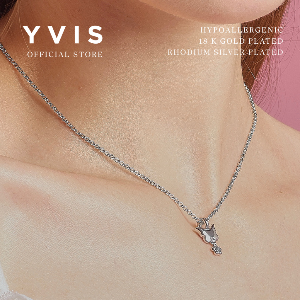 สร้อยคอ YVIS Mariposa| สร้อยคอชุบทองผู้หญิง (ชุบทอง 18K) สร้อยคอ Hypoallergenic สําหรับผู้หญิง Aesth