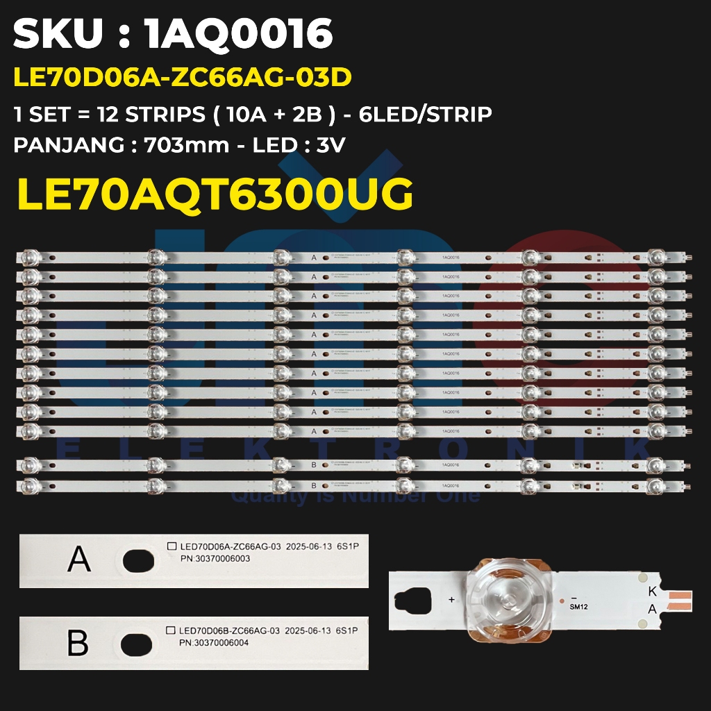AQUA 70 นิ้ว TV Backlight LE70AQT6300 LE70AQT6300UG LE70D06A-ZC66AG-03D