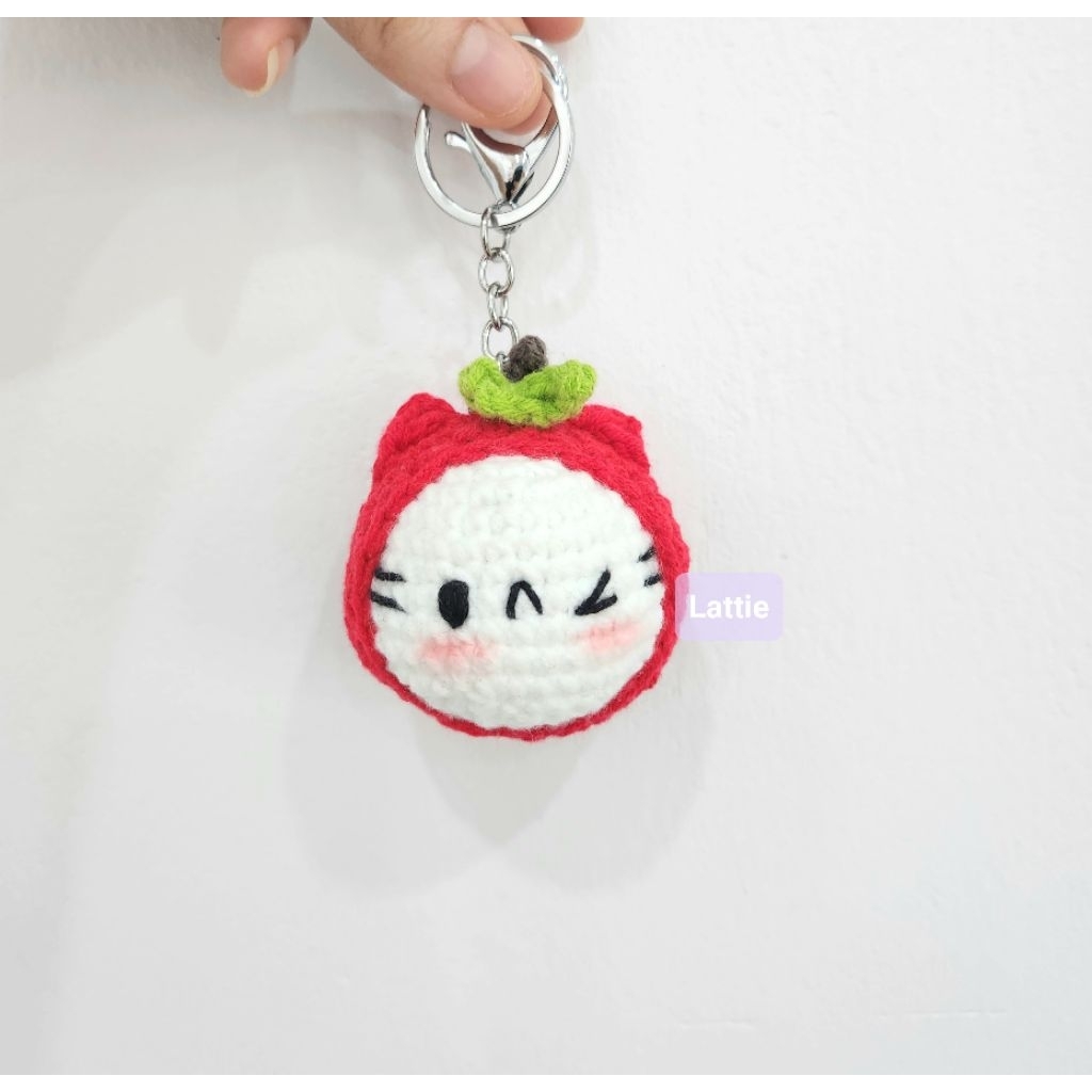 GANTUNGAN HANDMADE CAT KEYCHAIN/APPLE CAT KEYCHAIN/CUTE CAT KEYCHAIN/CUTE CAT KEYCHAIN/APPLE CAT KEY