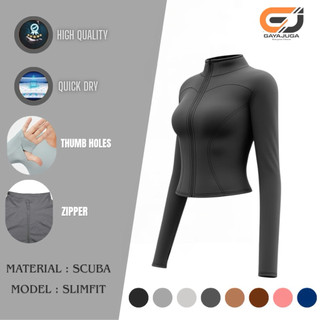 GAYAJUGA-jaket olahraga wanita lengan panjang anti UV baju Gym sport outdoor