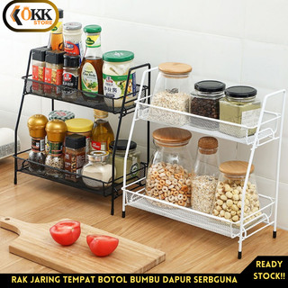 OKK Rak Bumbu 2 Susun Dapur Multifungsi / Rak Sabun Jaring 2 Susun Kamar Mandi Anti Karat