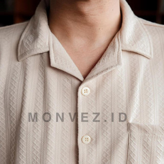 MONVEZ.ID Cuban Bowling Shift Knit Motif Pria / Cuban Bowling Shirt Lengan Pendek Bahan Knit Premium Bermotif Mewah Anti kusut/lecek