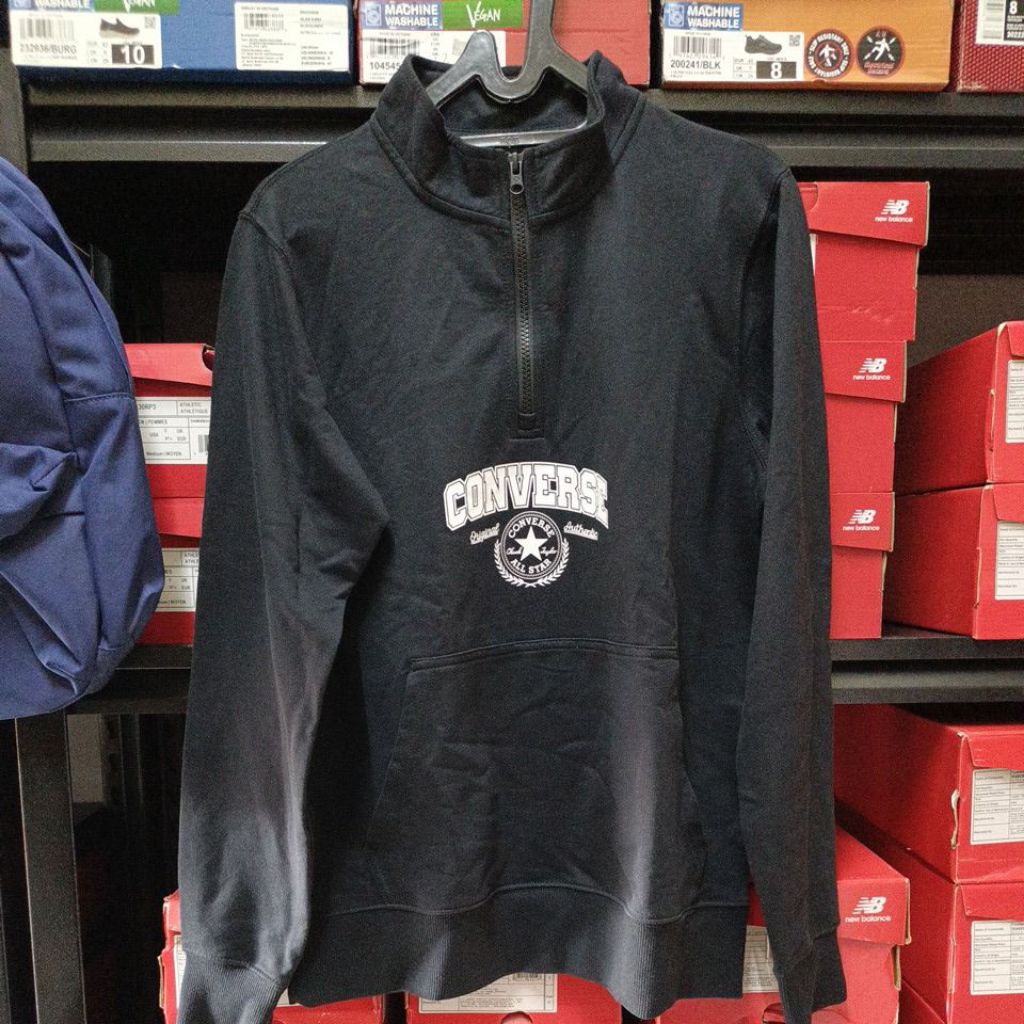 Converse Retro Chuck Graphic Mens Quarter Zip BB Sweater - Converse Black Original