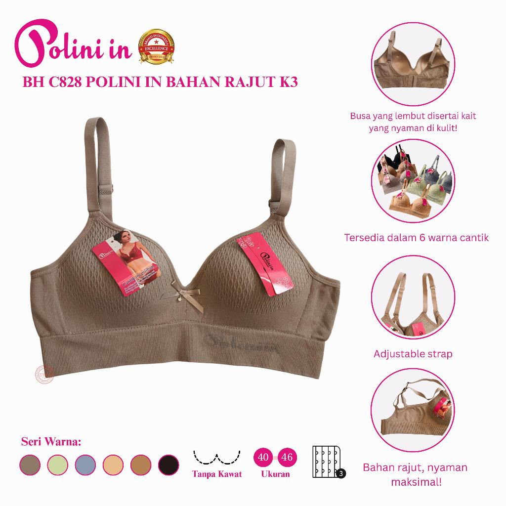 BEE - เสื้อชั้นในผู้หญิง Push Up BH C828 ชุดชั้นใน Polini ไม่มีลวดคุณภาพดีที่สุด C828