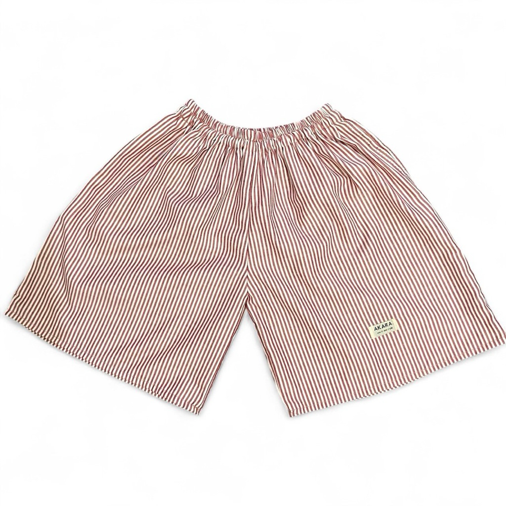 KATUN MERAH สีชมพู | AKARA PANTS กางเกงลายทางขั้นพื้นฐาน | DAILY BOXER SHORTS STRIPED HOTPANTS UNDER