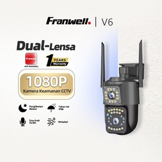CCTV WiFi Outdoor Dual Lens 1080P Pantau Rumah Lewat HP Malam Jelas Audio Dua Arah Tahan Hujan