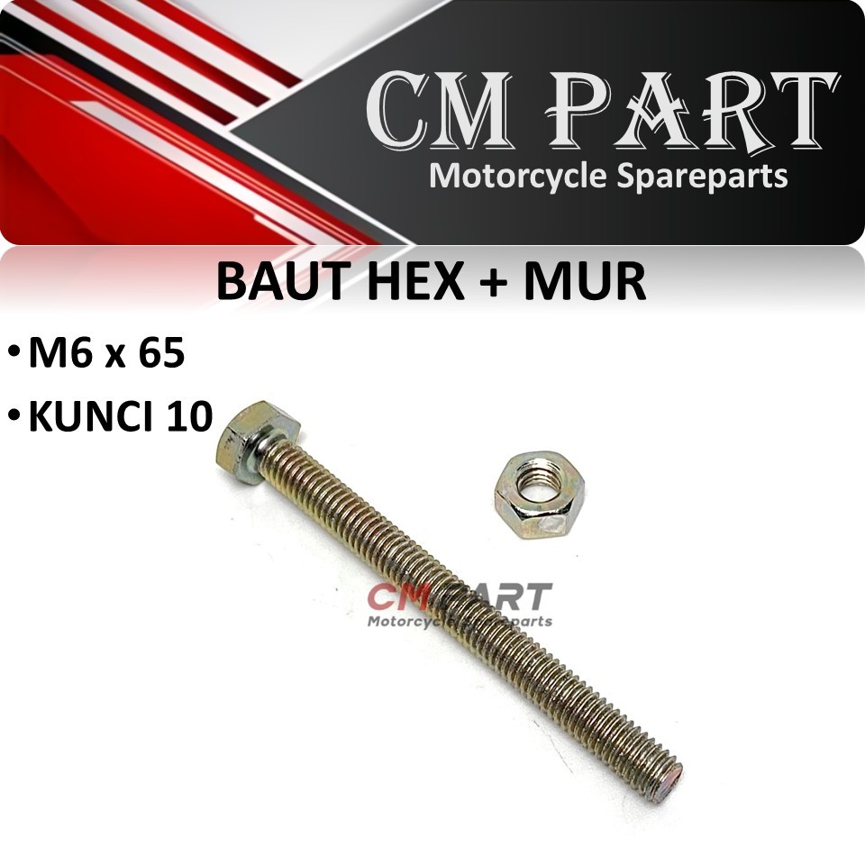 Hex Bolt M6x65 6x65 คีย์ 10
