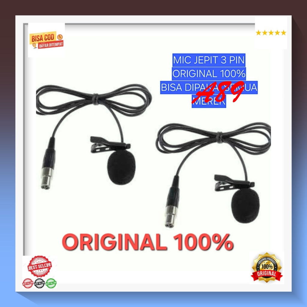 A89 100% ORIGINAL CLAMP MIC 3 PIN TA3F XLR MIN CLIP ON CLIPON KARAOKE VOCAL ROUND JACK MIX MIC TIE C