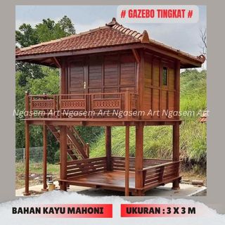 SAUNG GAZEBO TAMAN MODEL TINGKAT 2 LANTAI UKURAN 3 METER