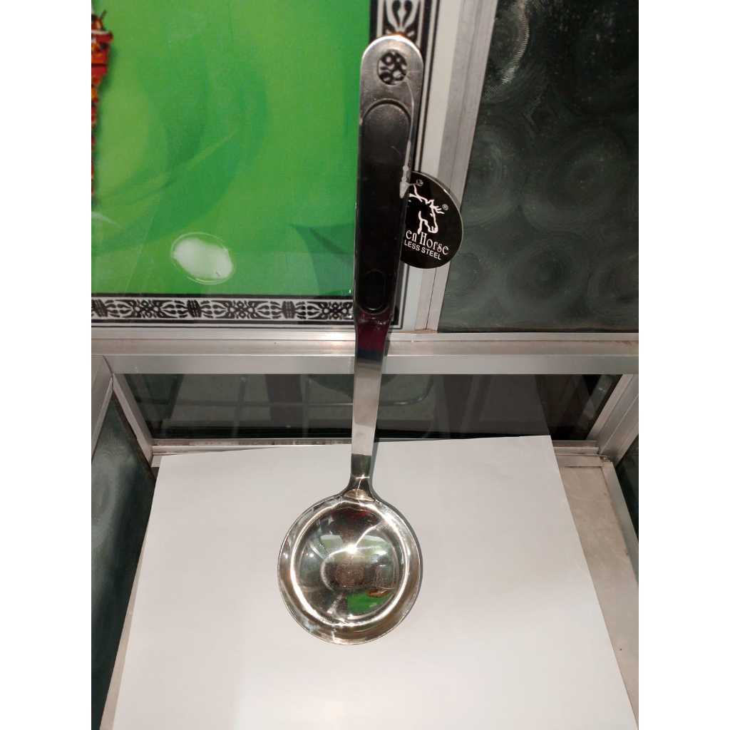 GOLDEN HORSE SUTIL LADDER SPATULA NON-HOLE สแตนเลส เหล็กสีดํา THICK