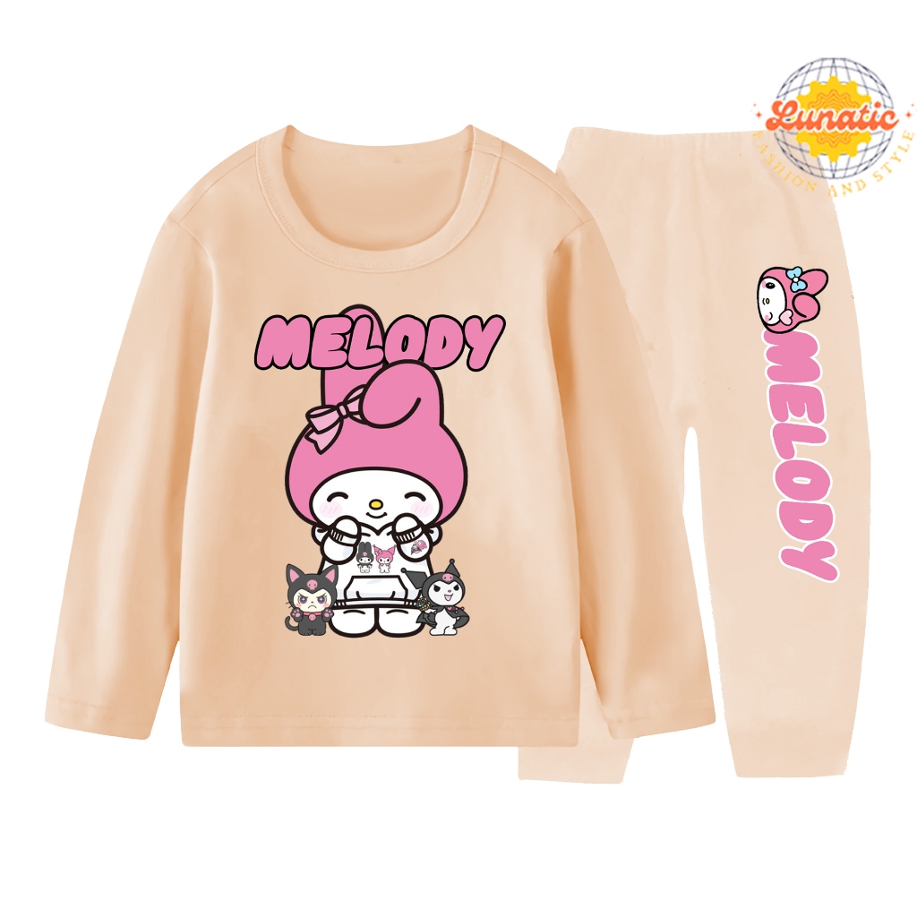 ชุดนอนเด็ก Unisex ชุดนอนแขนยาวไวรัส พร้อมชุดนอน SANRIO MELODY ไซส์ 1-10 ปี