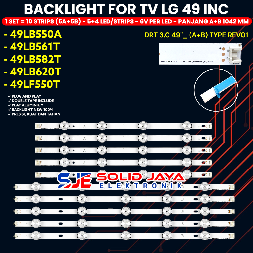 LG 49 INCH LED TV BACKLIGHT 49LB550 49LF550T 49LB561T 49LB582T 49LB620T 49LB551T 49LF550 49LB550A 6V