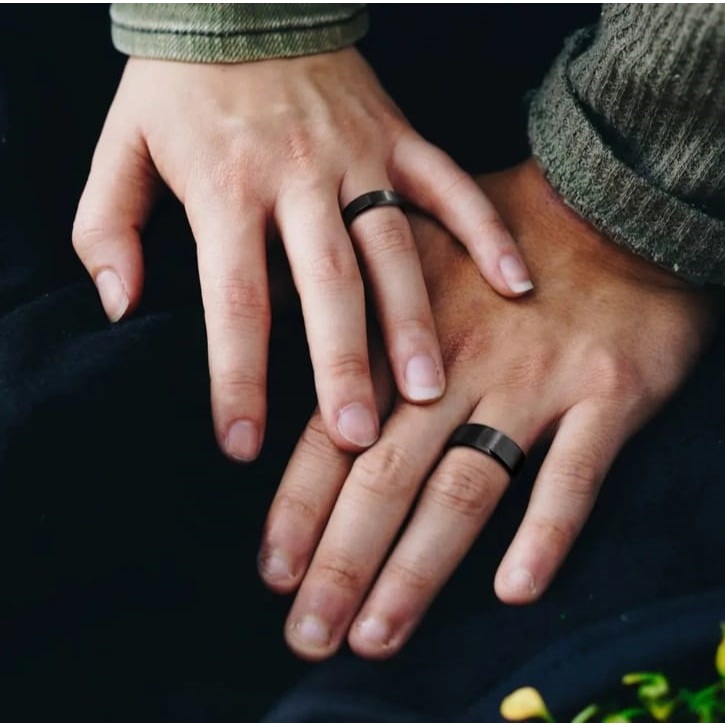 PLAIN BLACK TITANIUM RINGS FOR MEN & WOMEN / PLAIN SQUARE RINGS ANTI-RUST