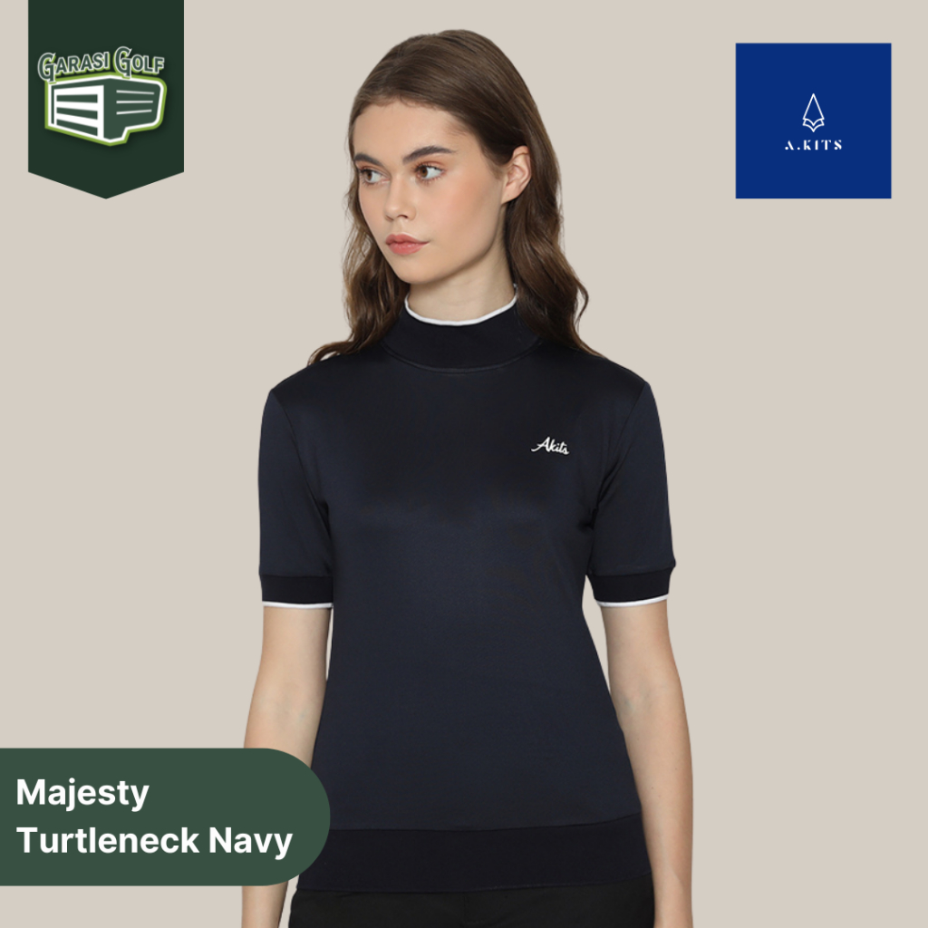 AKIST เสื้อคอเต่าสตรี Majesty สีกรมท่า - เสื้อโปโลสตรี Padel