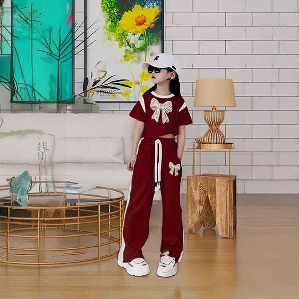 ชุดครอปริบบิ้นเด็กผู้หญิงล่าสุดสําหรับอายุ 1-12 ปี // ชุดเดียวของเด็กผู้หญิงอินเทรนด์พร้อมเสื้อครอปริบบิ้นและกางเกงขายาว