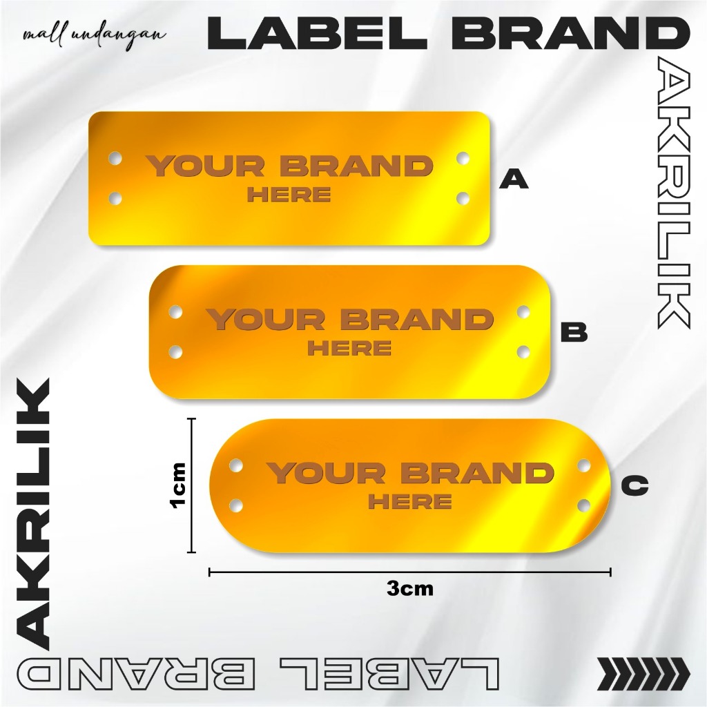 GOLD ACRYLIC HIJAB LABEL - CUSTOM ACRYLIC CLOTHING LABEL - ACRYLIC NAME LABEL