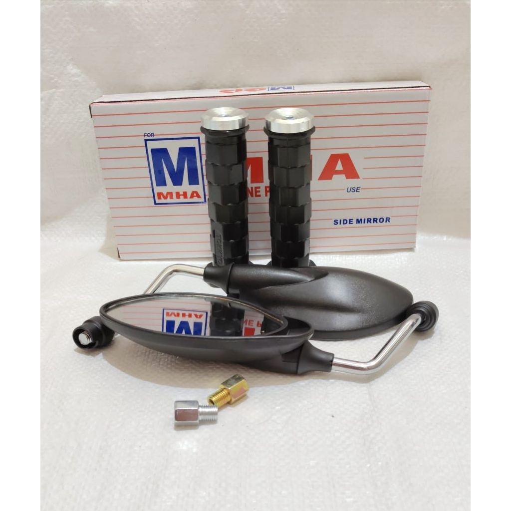 X1 UNIVERSAL Chrome Mirror Package PLUS Square HANDGRIP + กระบังหน้าแบนนําเข้า PNP H0NDA-Y4MAHA ETC.