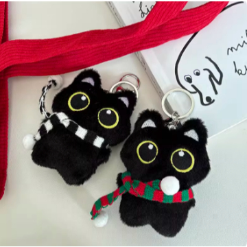 GANTUNGAN (CAN SOUND) Jay Enhypen Cat Doll Key Bag Chain Big Eyes Black Cat พวงกุญแจน่ารักตุ๊กตาแมวน