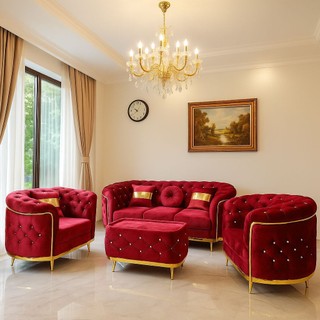 SOFA TURKI FULL KANCING/SOFA LIST EMAS/SOFA SET 321 FREE MEJA