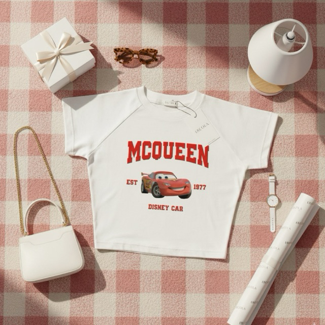 ERCOLA - เสื้อครอป Tee MCQUEEN Disney Car Cotton Combed 24s