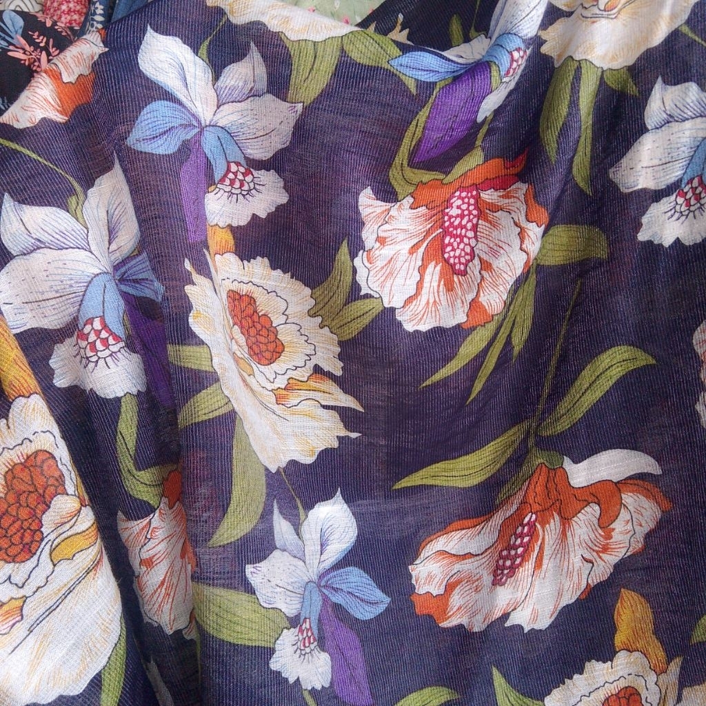 KATUN ผ้าคอตตอน Silky ลายดอกไม้ขนาดใหญ่ - เนื้อนุ่ม เย็นสบาย สําหรับเดรส, Gamis, เสื้อเบลาส์, Kyt ด้