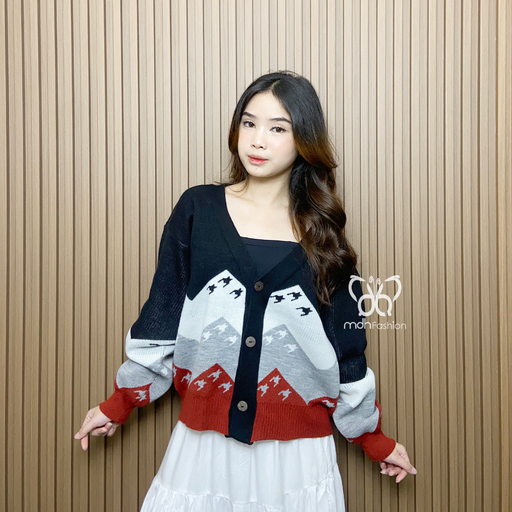 Tomoe Cardi - คาร์ดิแกนผ้าถักขนาดใหญ่ Argyle Pattern เสื้อถักเสื้อถักเสื้อถักผู้หญิง
