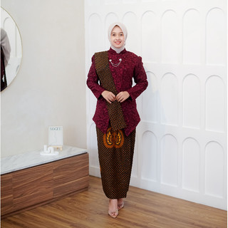 Kebaya Janggan Modern - Setelan Kebaya Wisuda Lamaran Kondangan Bridesmaid - Free Selendang