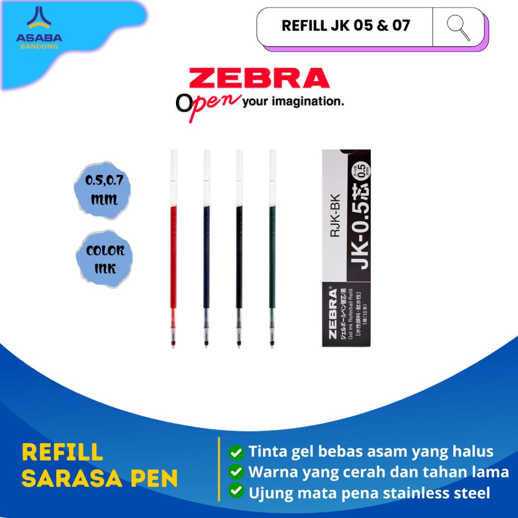 Asaba Bandung - Zebra Refill JK 05 & 07 Sarasa / Sarasa 3+S Pens
