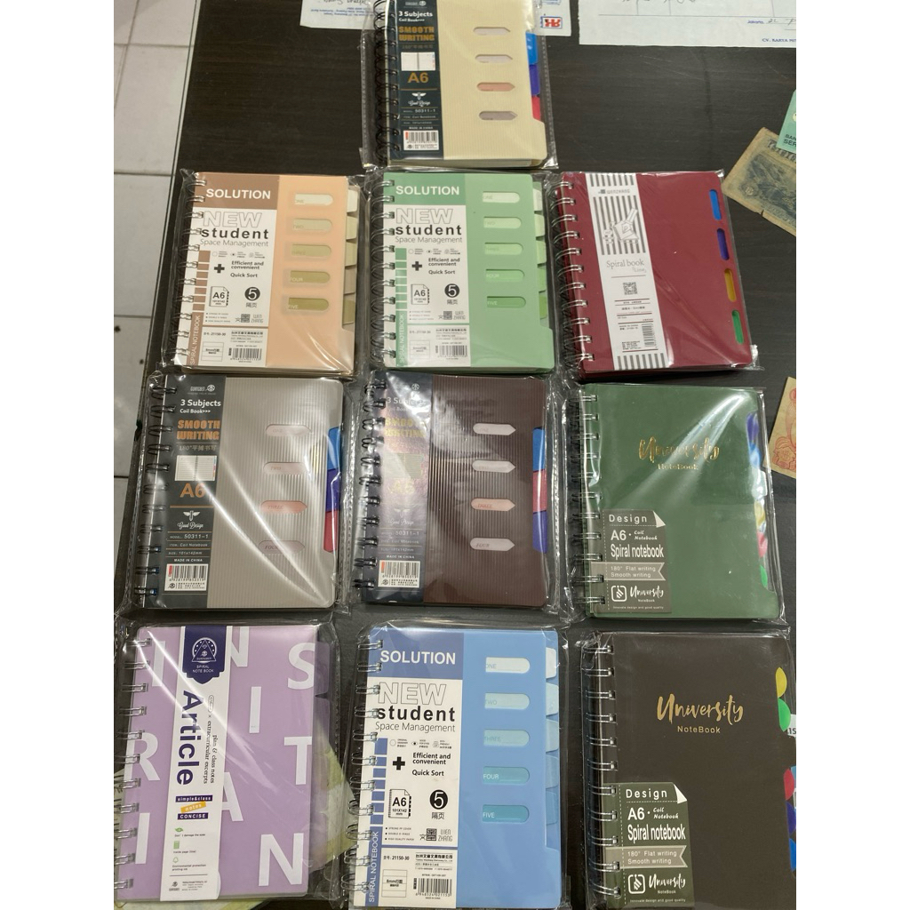 สมุดเกลียว A6 สีขาว / สมุดโน๊ตเกลียวสีขาว Index A6