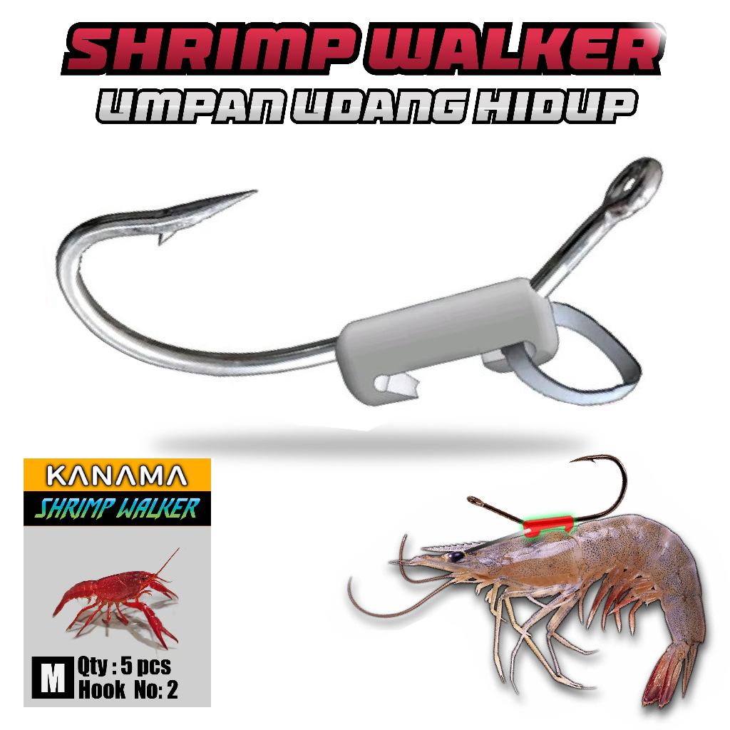 MATA SHRIMP WALKER Original Hook Eye Live SHRIMP เหยื่อ Vaname Kaname Beach Muara Lake River Sea