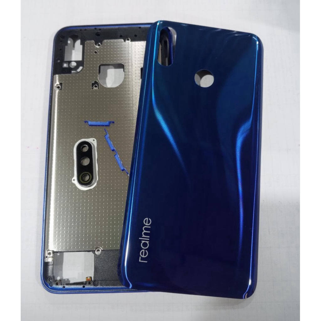 MESIN REALME 3 pro เคส Backdoor Plus แหวนกล้อง Bezel แผ่นกลางฝาครอบเครื่องยนต์ Kesing Case Cover Fullset Housing