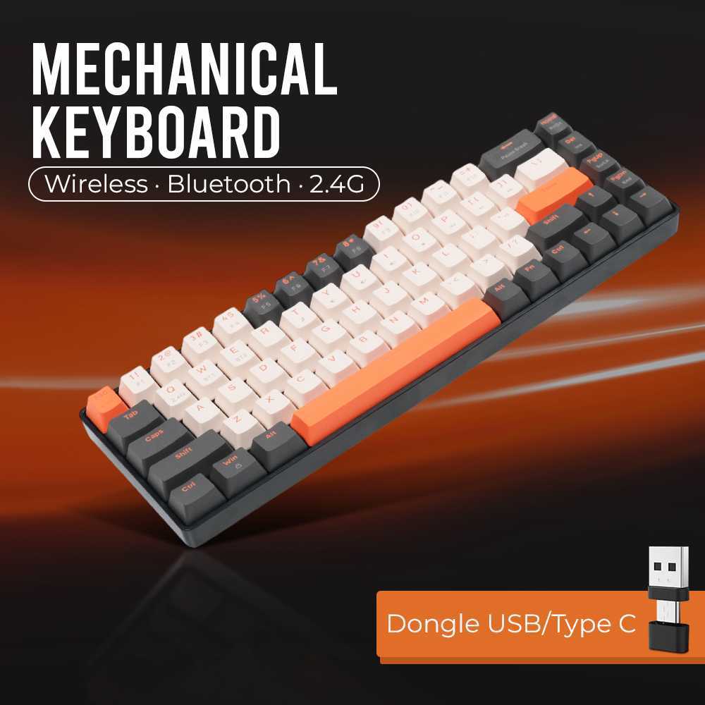 ZIYOLANG Wireless Mechanical Red Bluetooth 2.4GHz Gaming Keyboard - K68
