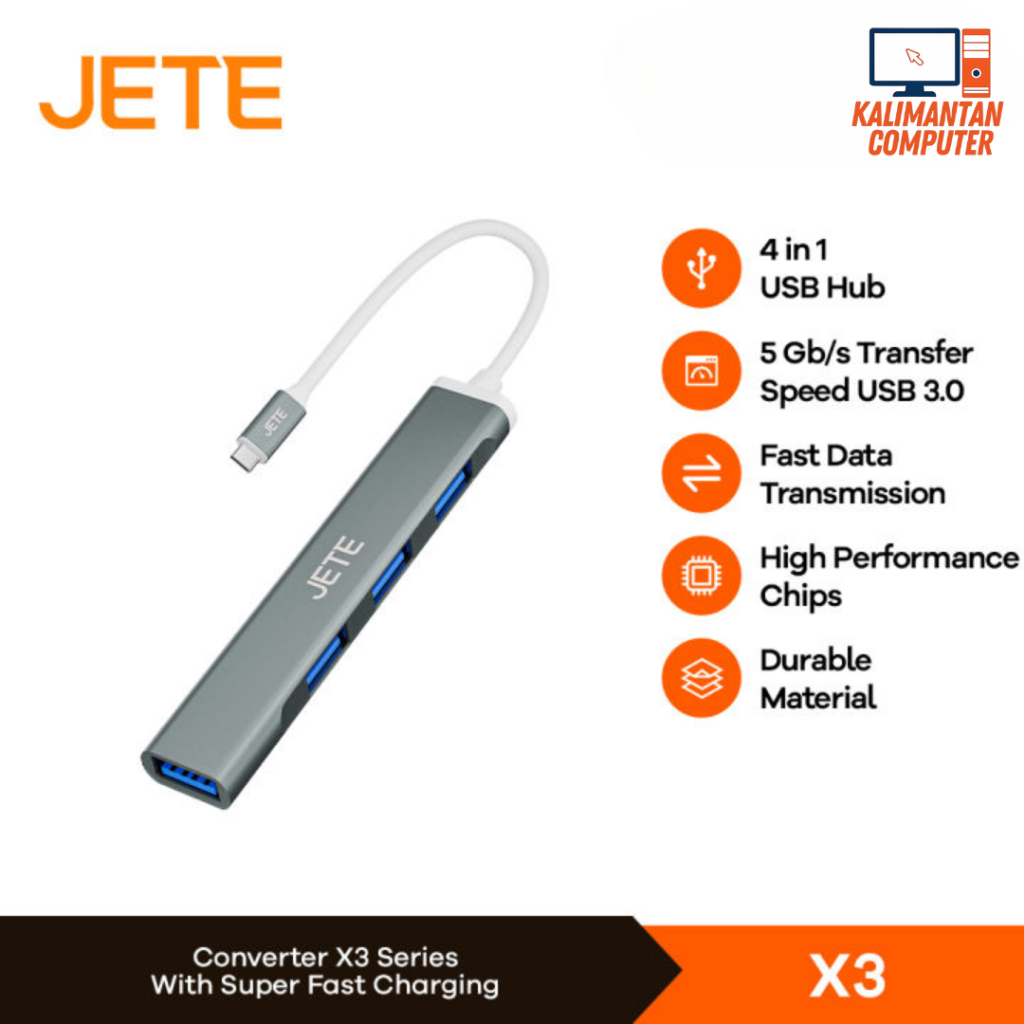 ฮับ USB Type C เป็น USB 4 in 1 JETE X3 Converter TYPE C เป็น USB