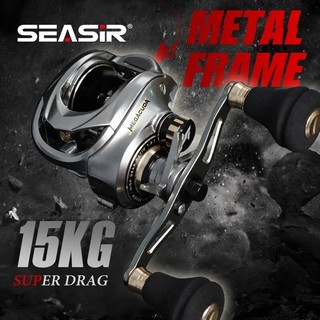 SEASIR MEGACUDA Reel Pancing Baitcasting,ALL METAL Saltwater Reel BC, Rangka Aluminium Logam + Sisi Karbon Maksimum 15KG, 11 + 1 Bantalan Bola, Rasio Gigi 6.5:1 Pancing Umpan Jigging