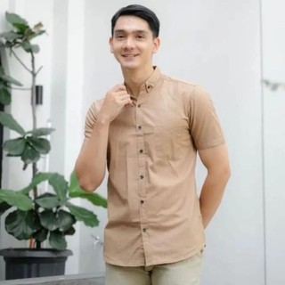 Kemeja Polos Sigaret Lengan Pendek Baju Laki-Laki Dewasa Kain Cigaret Katun Premium Adem Tebel Size M L XL 2XL Casual Formal Slimfit Kerah Pria Basic