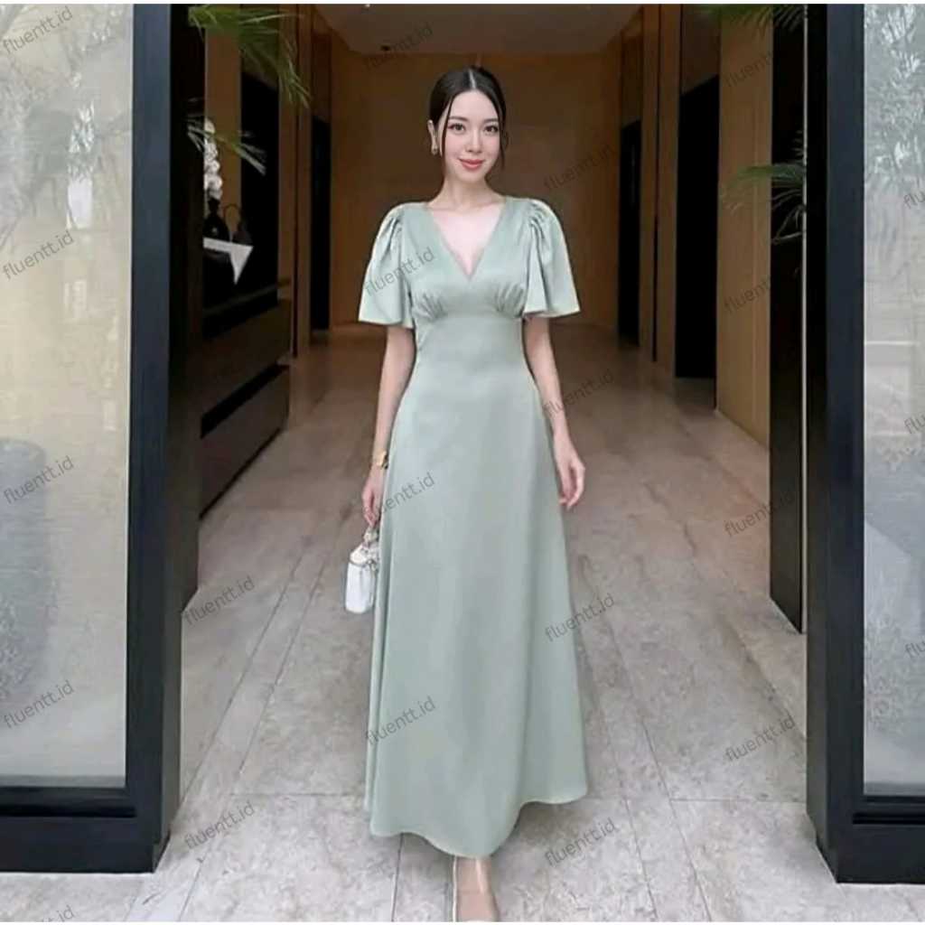 JULIA MAXI SATIN CASUAL LONG DRESS