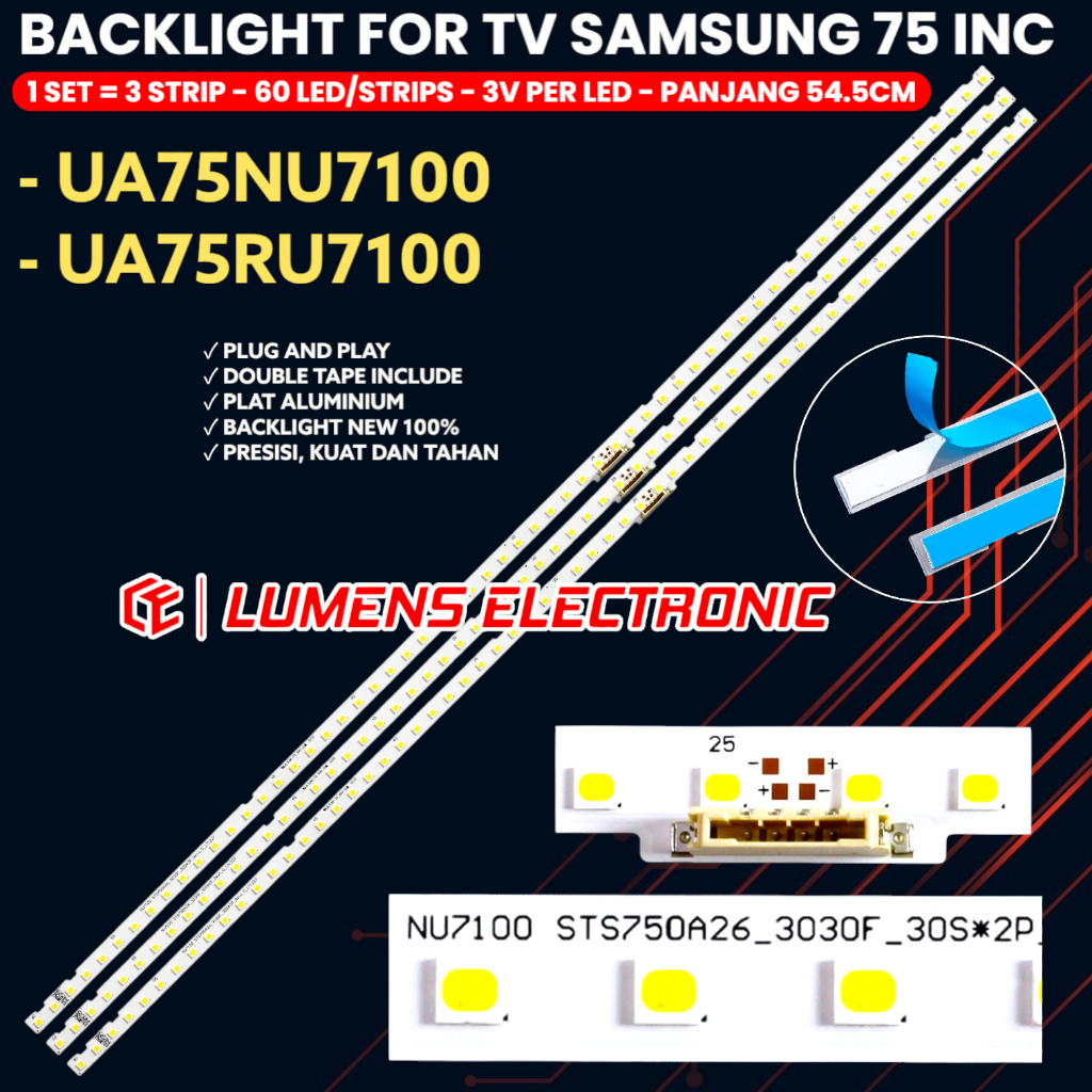 SAMSUNG 75 INCH TV BACKLIGHT UA75NU7100 UA75NU7100K UA75RU7100 75NU7100 75RU7100 75NU BL LED LAMP
