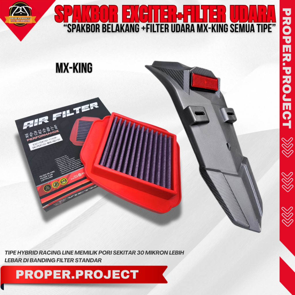 MX KING AIR FILTER HYBRIDS FILTER + EXITER FENDER MX KING REAR FENDER MX KING V1 V2