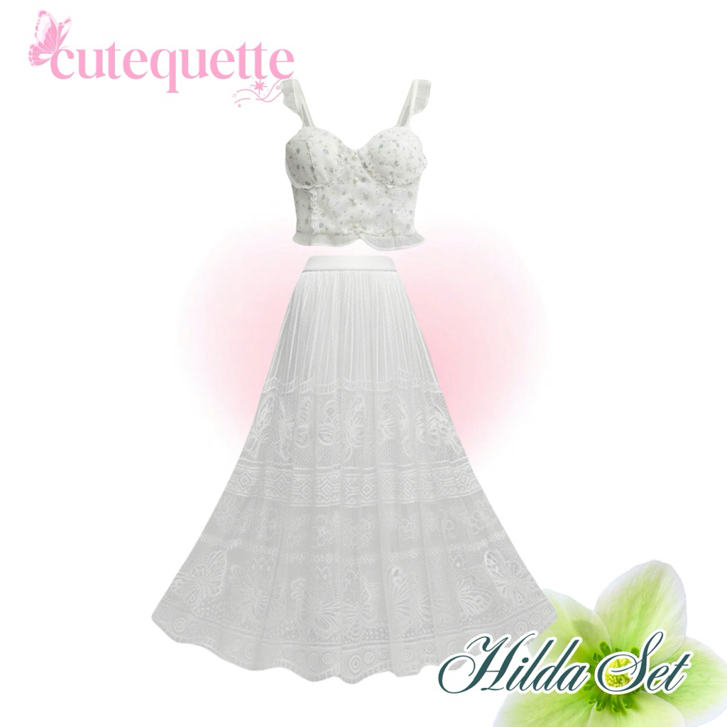HILDA SET – Milkmaid Korea Top Skirt Set 2in1 Lace Outfit | น่ารัก | Coquette Cute Dress Cottagecore