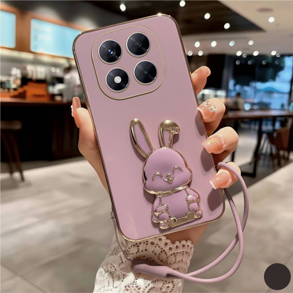 นุ่มสําหรับ Xiaomi Poco X7 5G Poco X7 Pro 5G ปลอกหรูหราชุบไฟฟ้าขาตั้งกระต่ายฟรีสายคล้อง