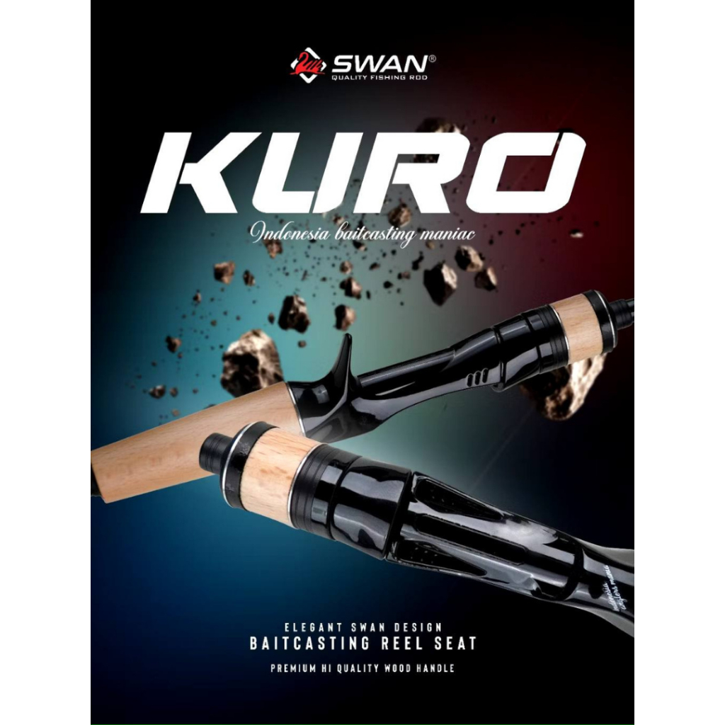 SWAN Kuro คันเบ็ด - คันเบ็ด 1.8 ม. Carbon Fuji Guide 6-12LBS 7-14LBS | ด้ามไม้