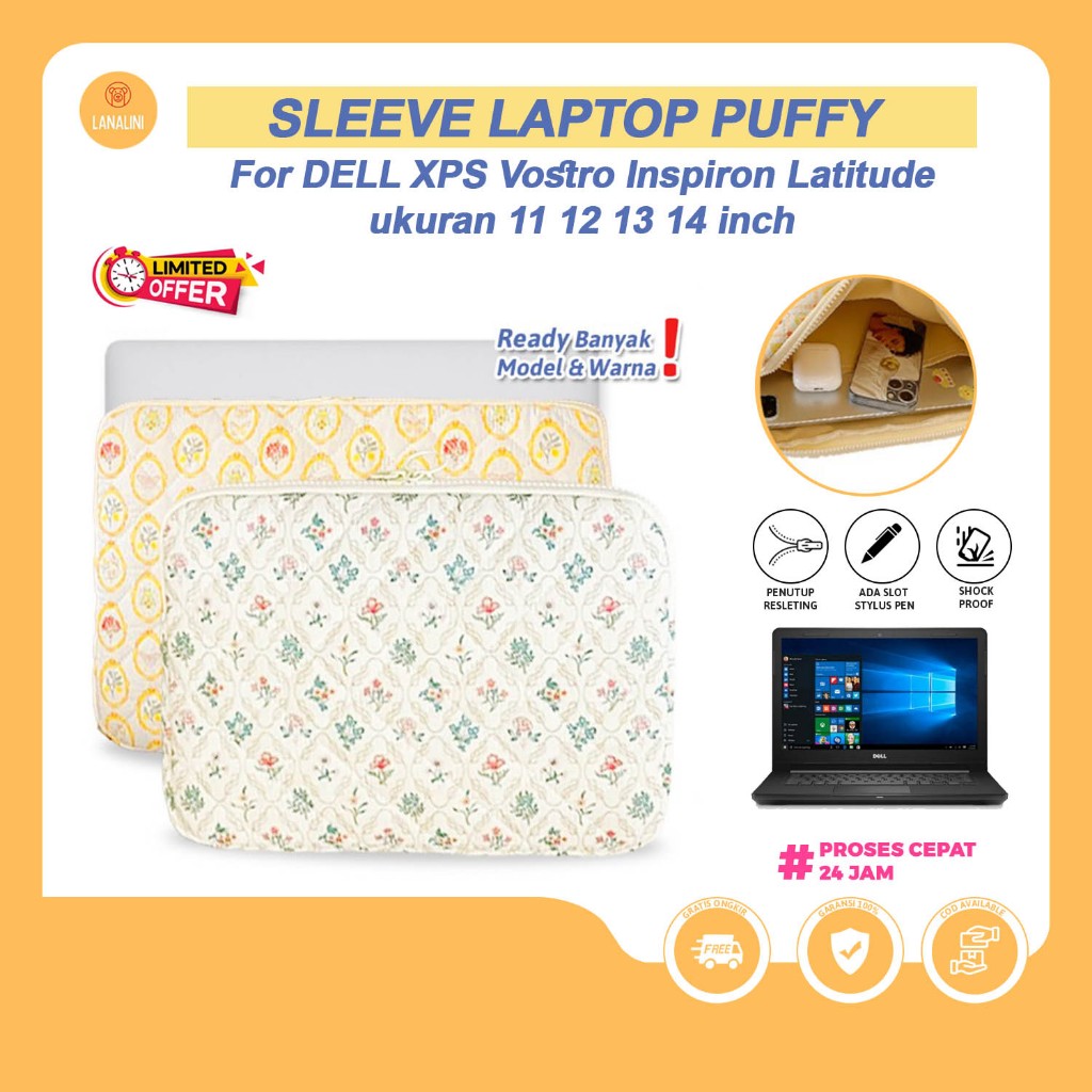 Dell XPS Inspiron Latitude 13 14 นิ้วกระเป๋าแล็ปท็อปกระเป๋า Puffy Foam Protector Slot เครื่องชาร์จ U