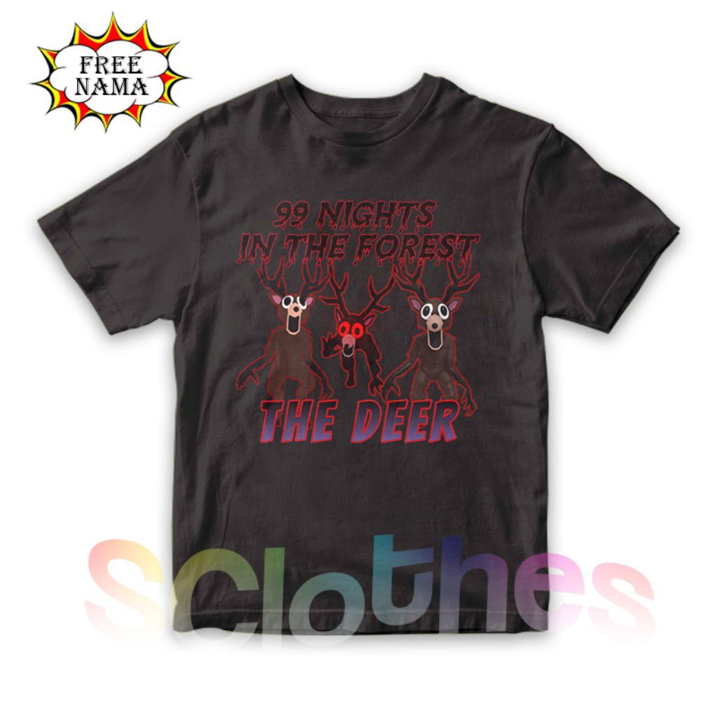 ROBLOX Unisex Kids Tops เสื้อยืดเด็ก DEER CHARACTER 99 NIGHTS IN THE FOREST ROBLOX