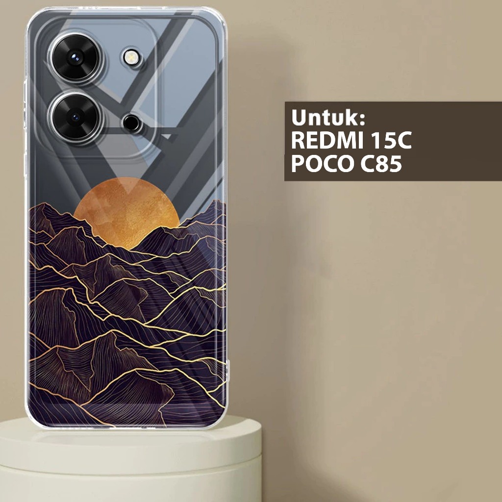 พรีเมี่ยมเคสอ่อนใส CASING COMPATIBLE GLOSSY CLEARCASE สําหรับ REDMI 15C และ POCO C85 4G / 5G MOTIF P