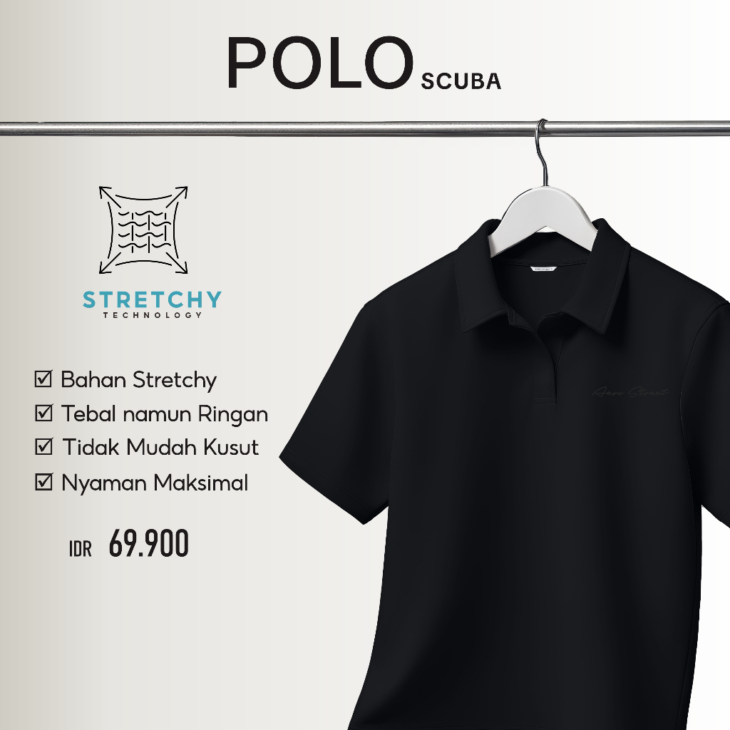 เสื้อโปโล Aerostreet Boxy Zean Black Man เสื้อคอปก QFEA