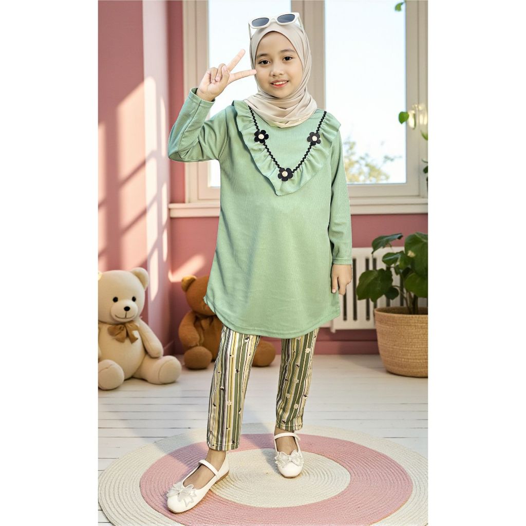 CKids Muslirting Floral Ruffle Tunic Set