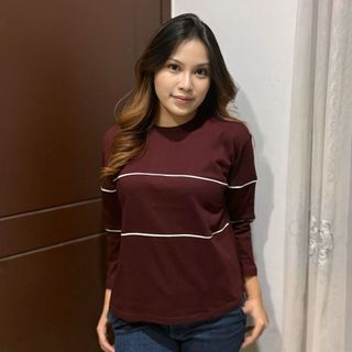 ZEEROKS Atasan Wanita Lengan Panjang Lis Dada Diandra Bahan Cotton Combed