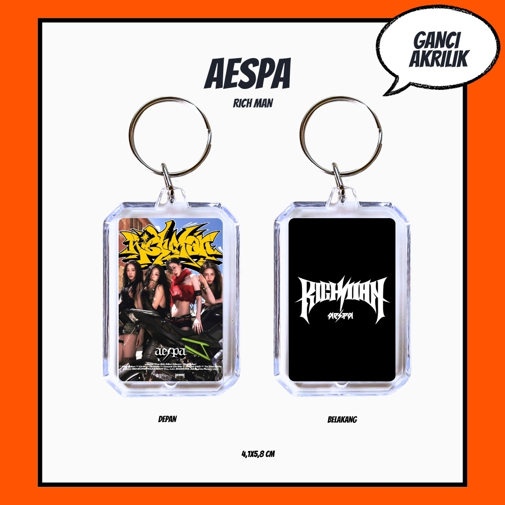 GANTUNGAN HOLOGRAM ACRYLIC KEYCHAIN AESPA RICH MAN KEYCHAIN ACRYLIC พวงกุญแจ KPOP UNOFFICIAL KARINA 